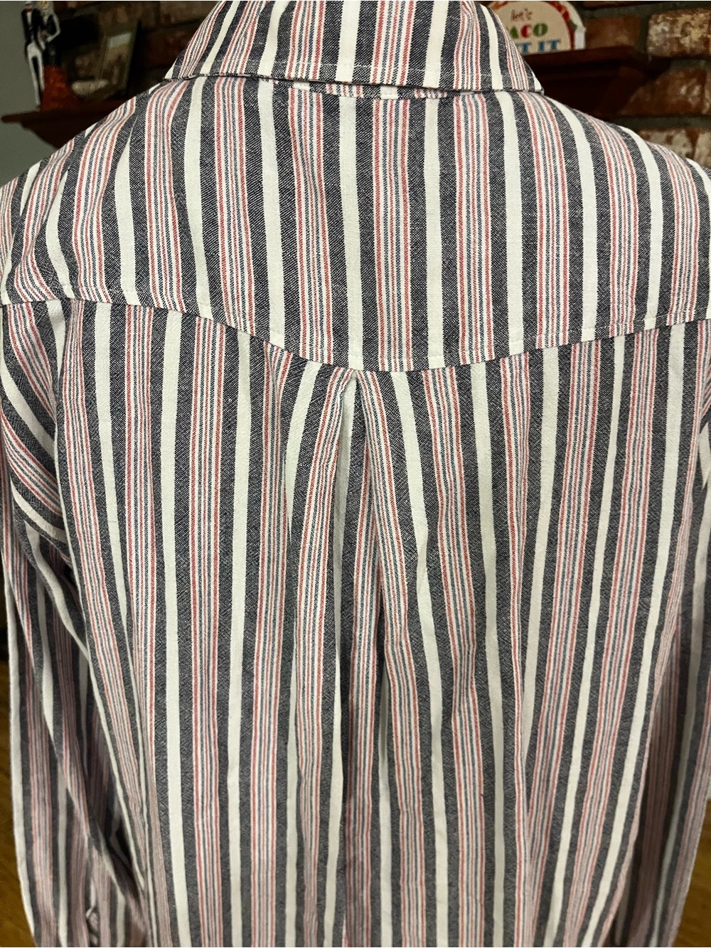 Bella Dahl Striped Button Down Shirt Size Large Rayon/Linen - Picture 6 of 6